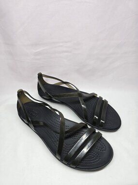 Crocs Isabella Strappy Jelly Sandals Womens 6 Black Slip On